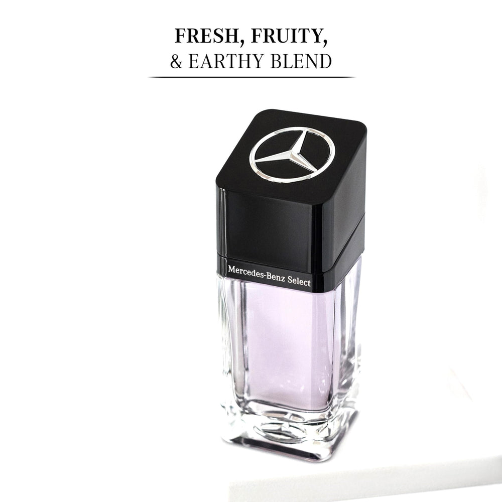 Mercedes-Benz Select bottle on shelf highlighting uplifting daily wear
