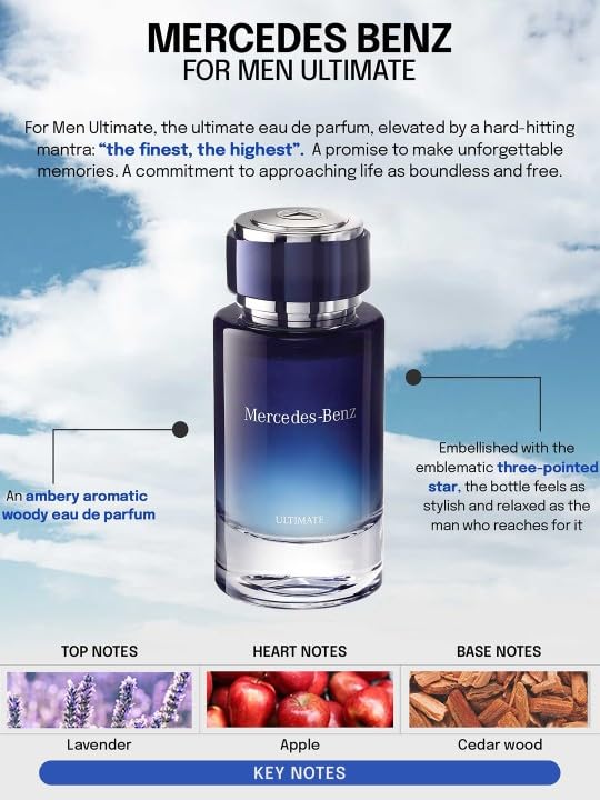 Mercedes-Benz Ultimate top notes cedar and lavender offer a crisp opening.