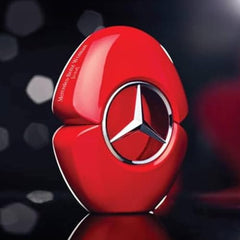 Mercedes-Benz Woman in Red travel-size box highlights premium packaging and occasions-ready scent.