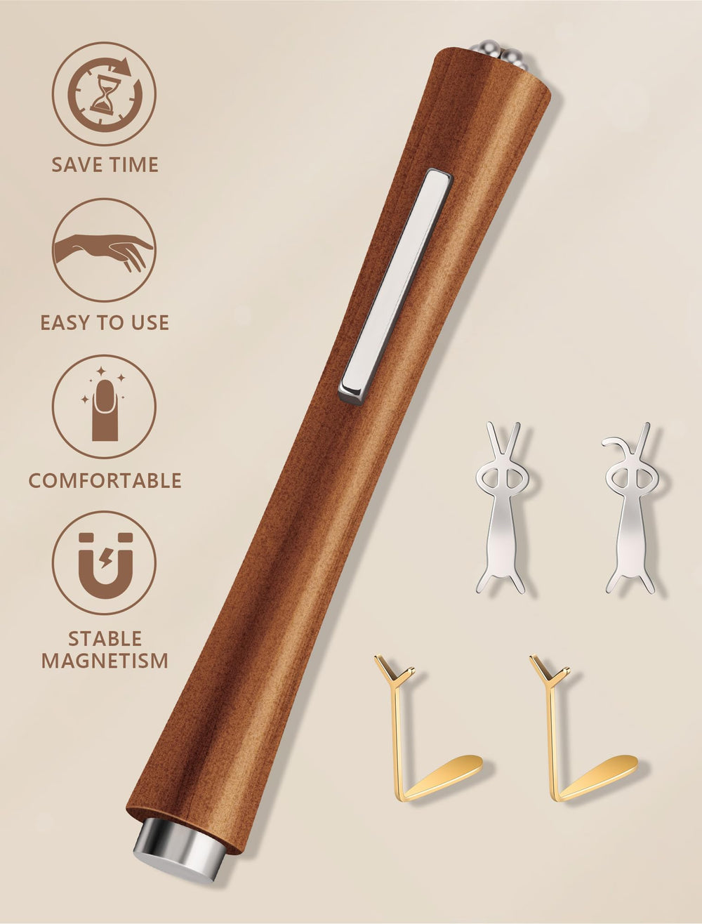 MERDTTES wooden-handle-detail emphasizes comfortable grip for steady application.