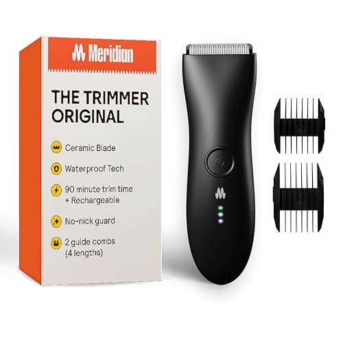 MERIDIAN The Trimmer Original ceramic blade close-up shows precise trimming with minimal irritation