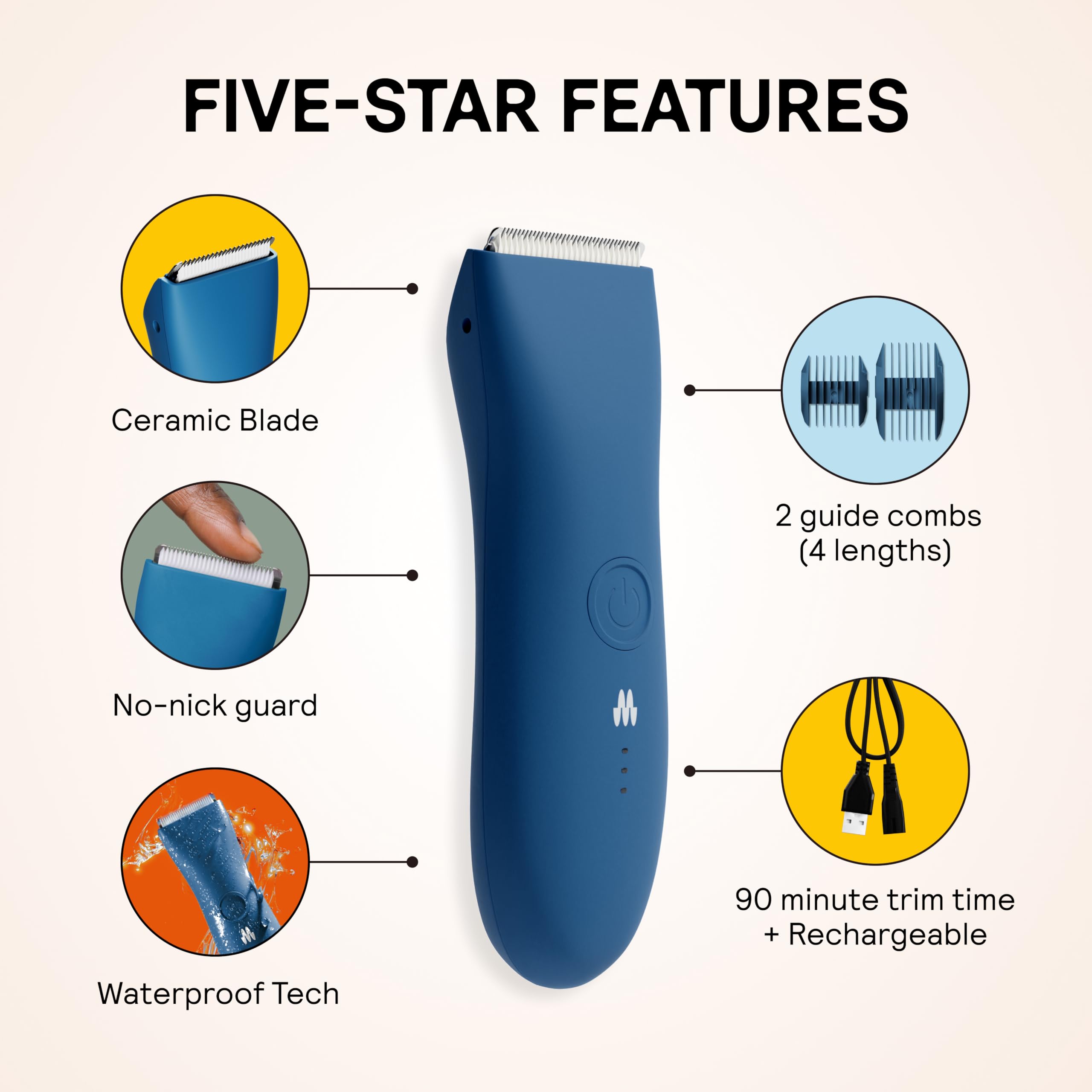 Meridian The Trimmer Original waterproof design shown in shower use for easy cleaning.