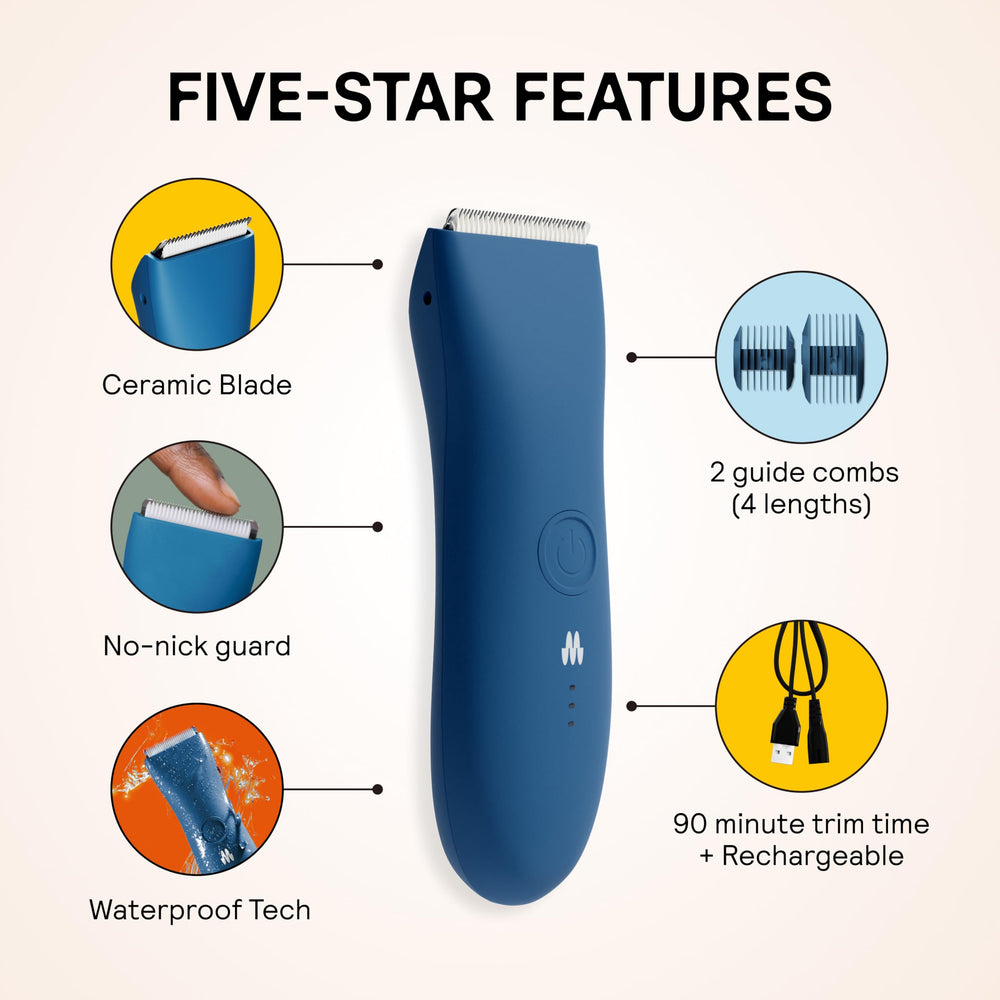 Meridian The Trimmer Original waterproof design shown in shower use for easy cleaning.