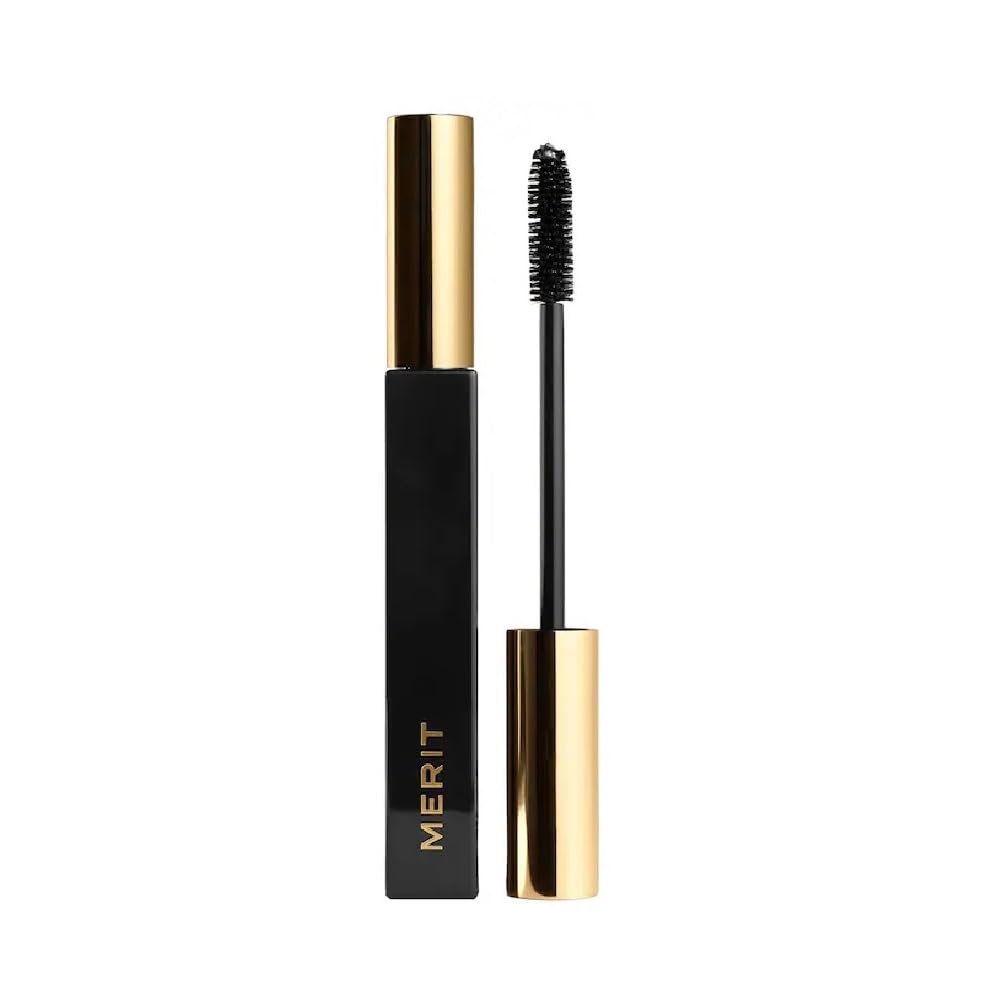 M.E.R.I.T mascara bottle shows a clean, defined, clump-free finish.