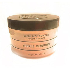Merle Norman Sheer Face Powder close-up showing natural matte finish and shine control.