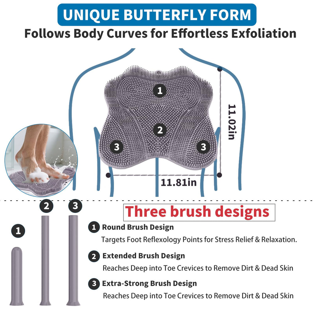 Merleu back scrubber strong suction cups for secure wall mounting