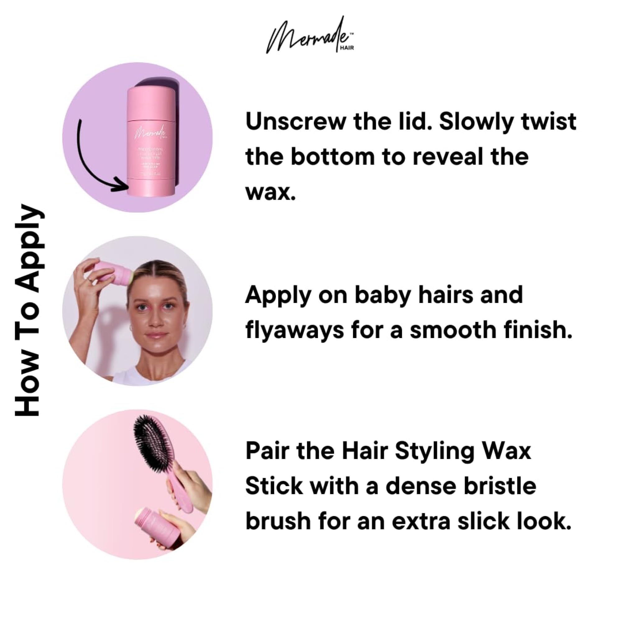 Mermade Hair wax stick pink pack texture and healthy sheen for updos.