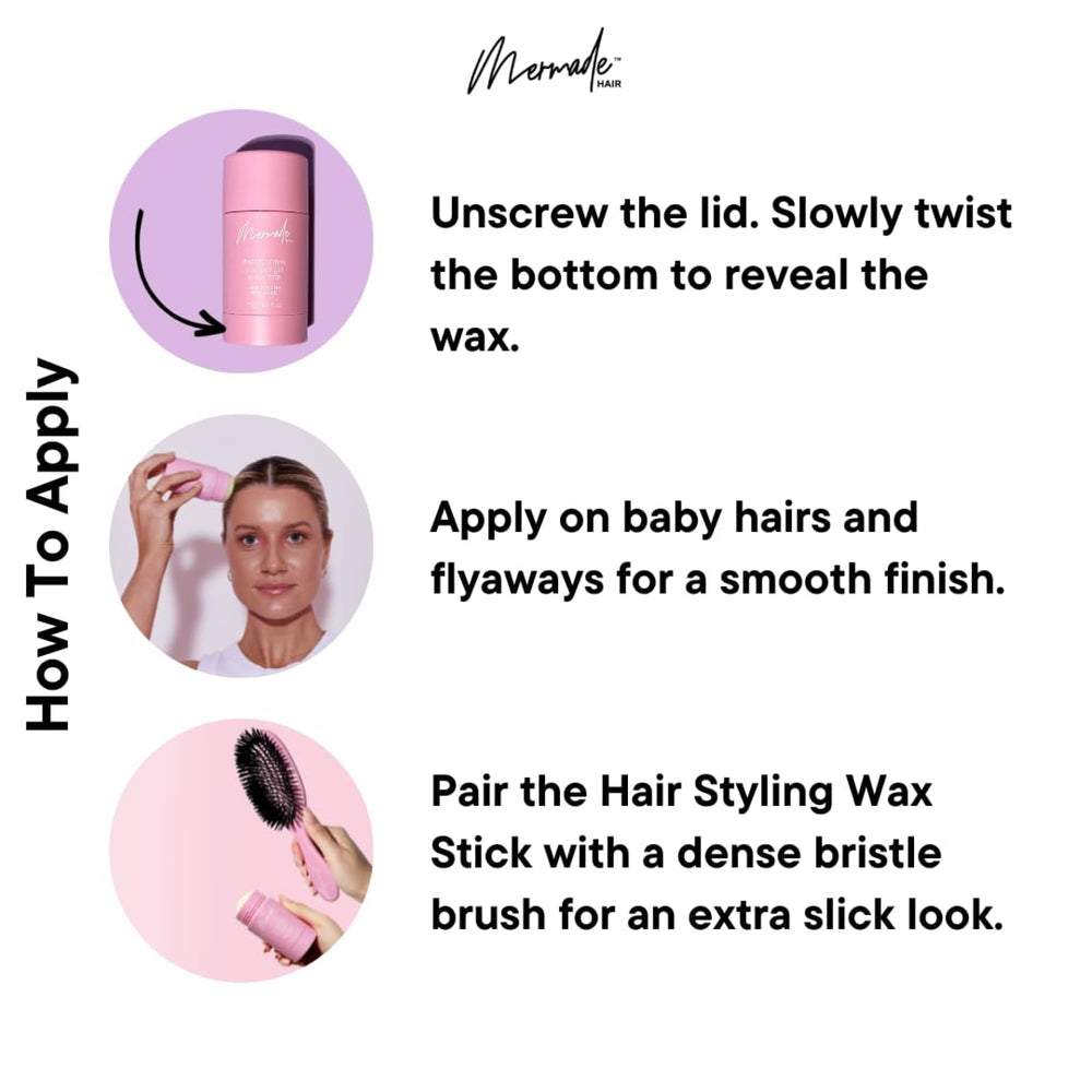 Mermade Hair wax stick pink pack texture and healthy sheen for updos.