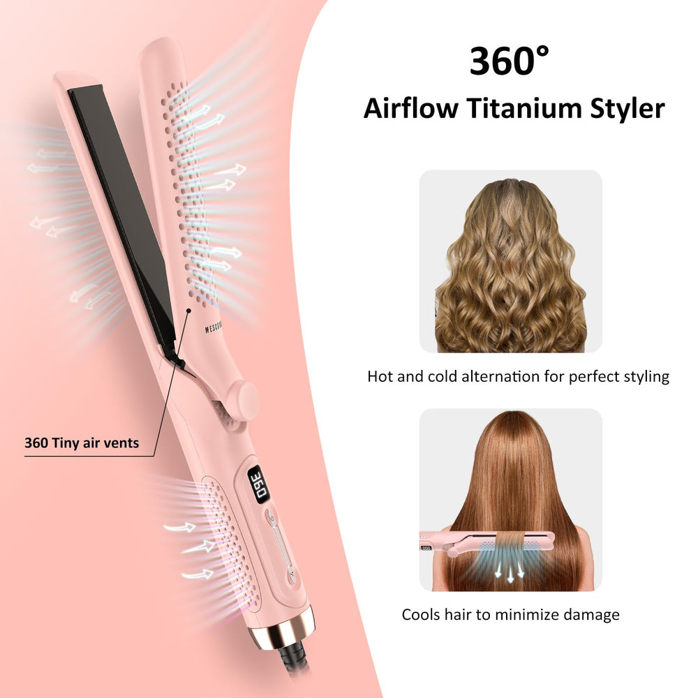 MESCOMB 360° Airflow Styler curling action defines curls with reduced heat exposure.