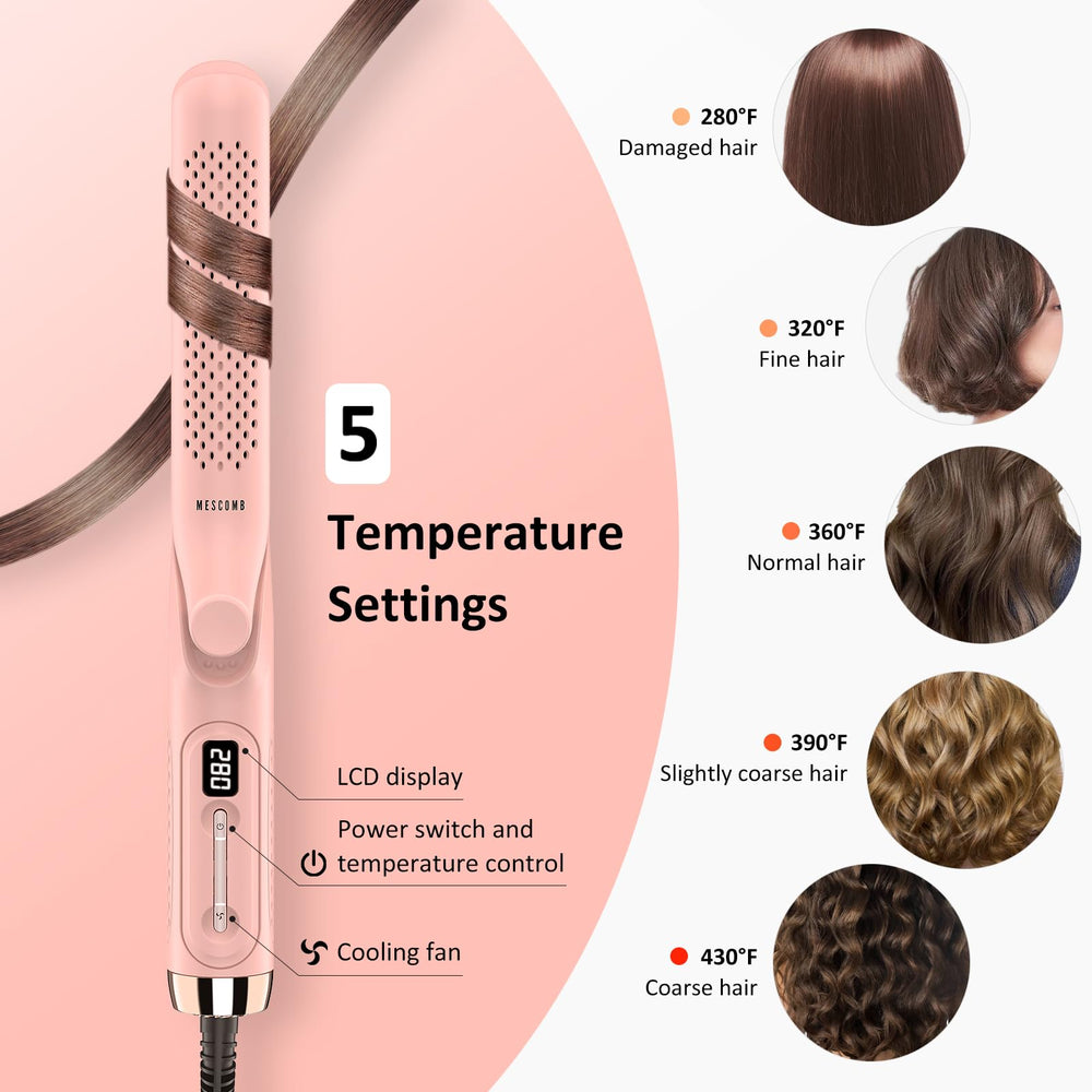 MESCOMB 360° Airflow Styler temperature control lets you tailor heat for fine to coarse hair.