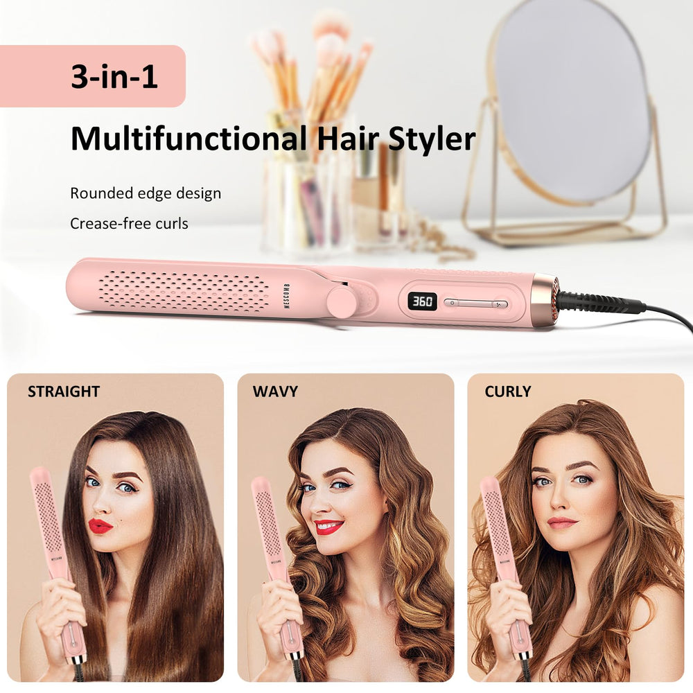 MESCOMB 360° Airflow Styler in-use straight styling delivering sleek, lasting looks.