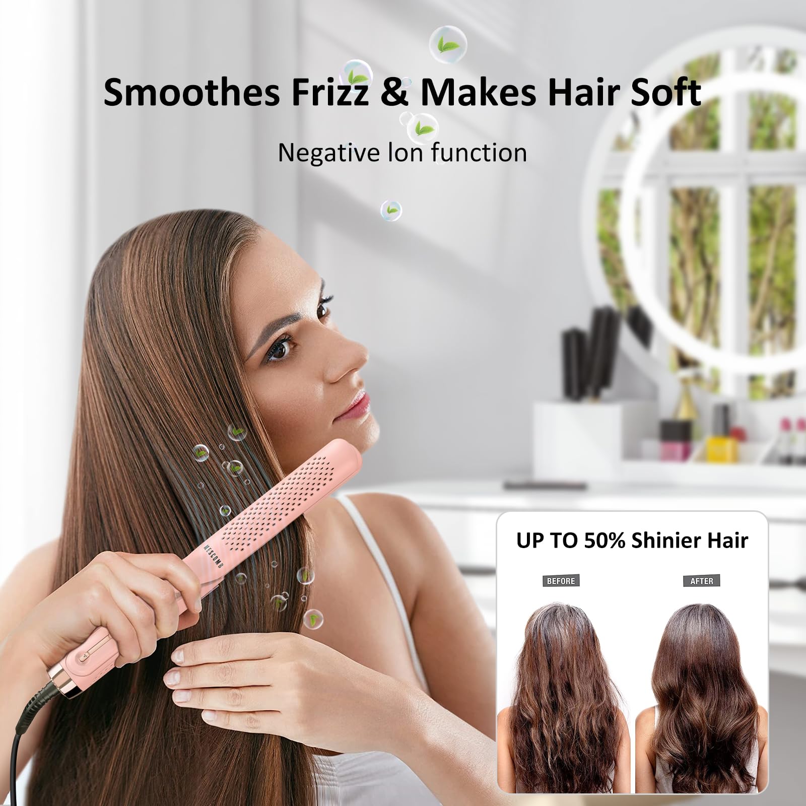 MESCOMB 360° Airflow Styler travel-ready dual voltage supports styling abroad.
