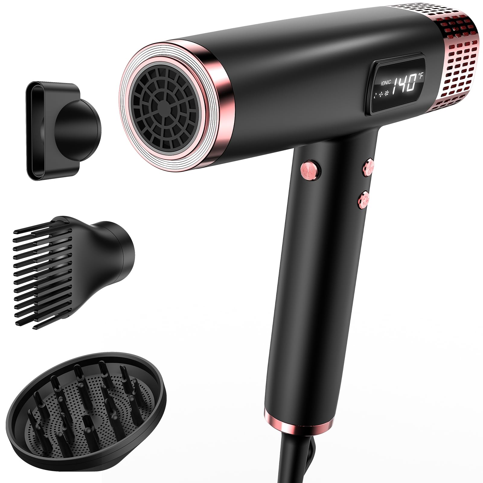MESCOMB dual-voltage hair dryer image showing compact travel-ready design for on-the-go styling.