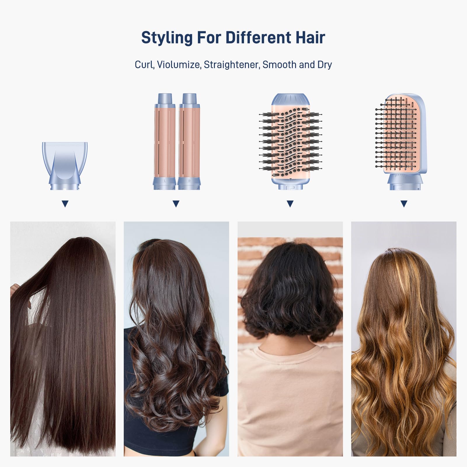 MESCOMB hot air multi-styler dryer brush demonstrates fast drying with reduced frizz.
