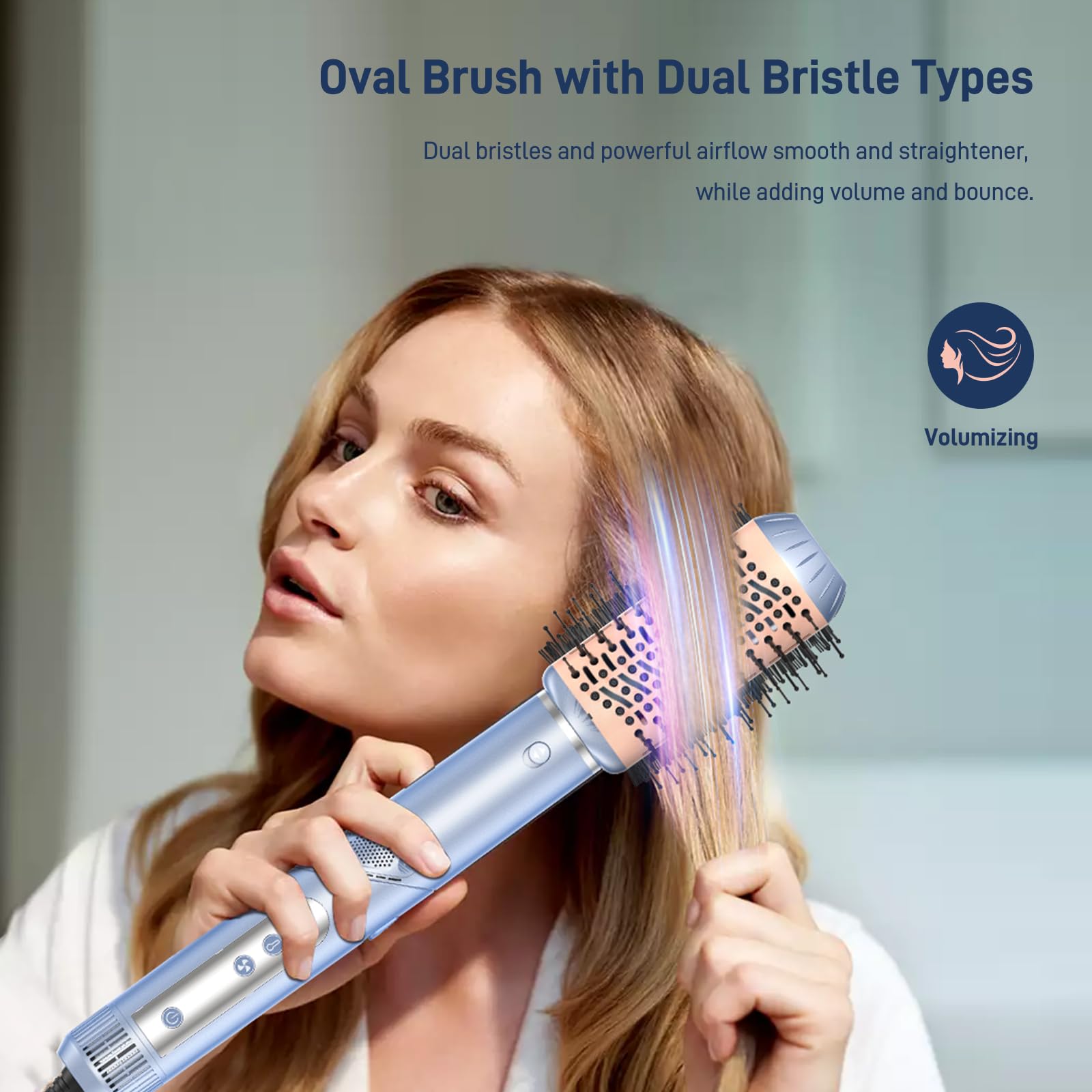 MESCOMB hot air multi-styler ion technology image highlights 20M negative ions for shine.