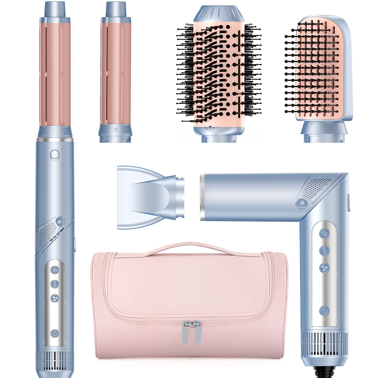 MESCOMB hot air multi-styler packaging shows travel-ready design for on-the-go styling.