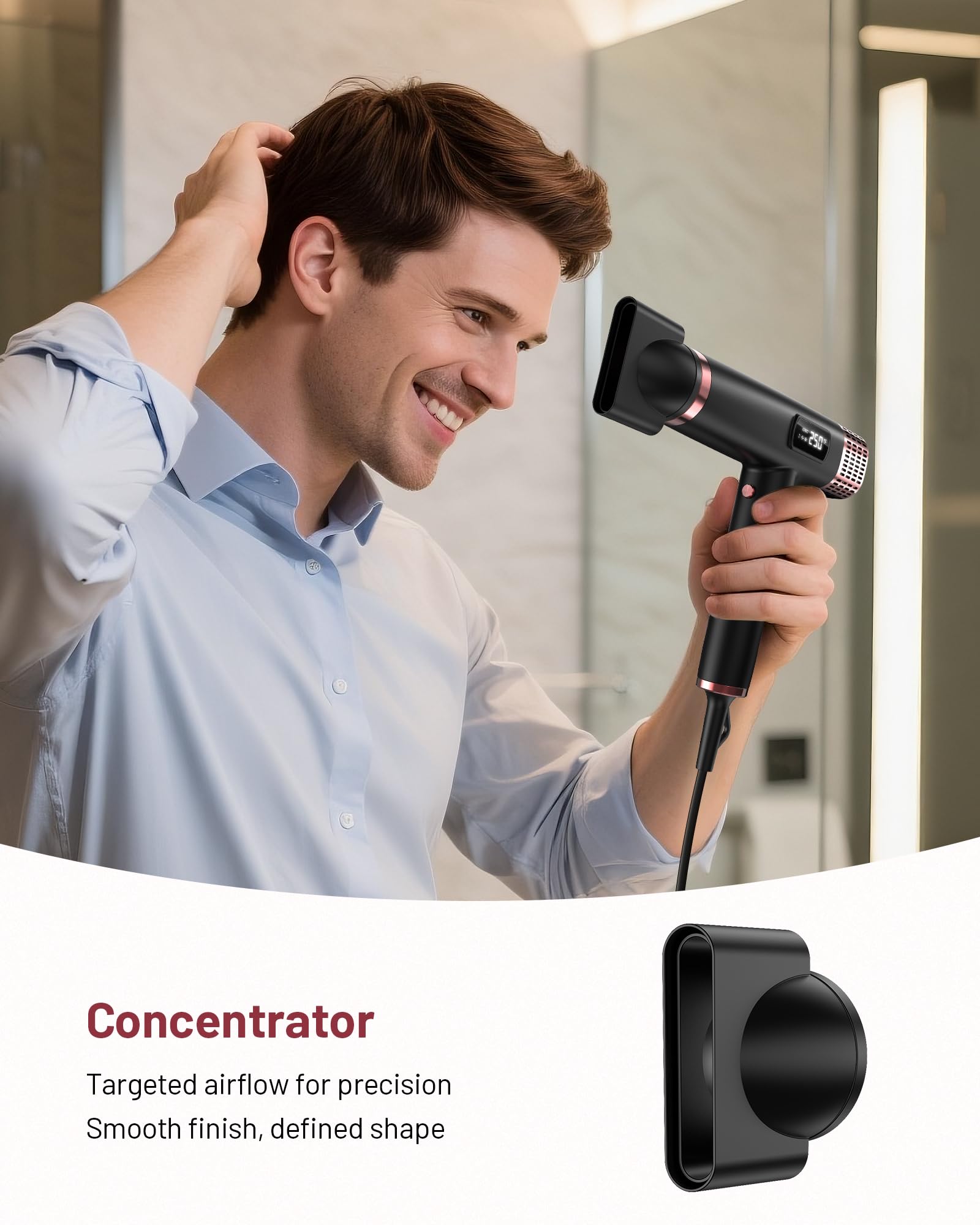 MESCOMB low-noise design pictured for calm, efficient styling sessions.