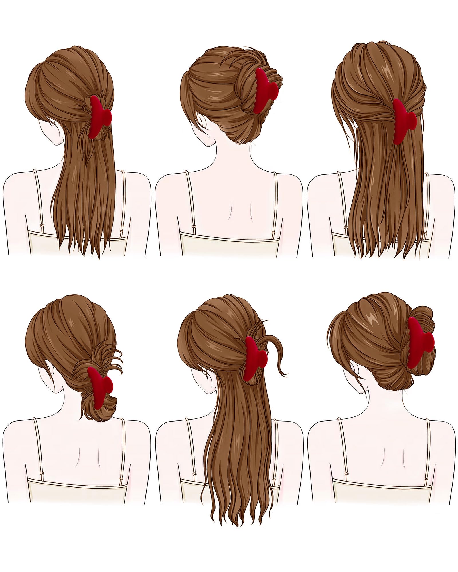 Mesovor fashion banana hair clip in red adds elegant styling
