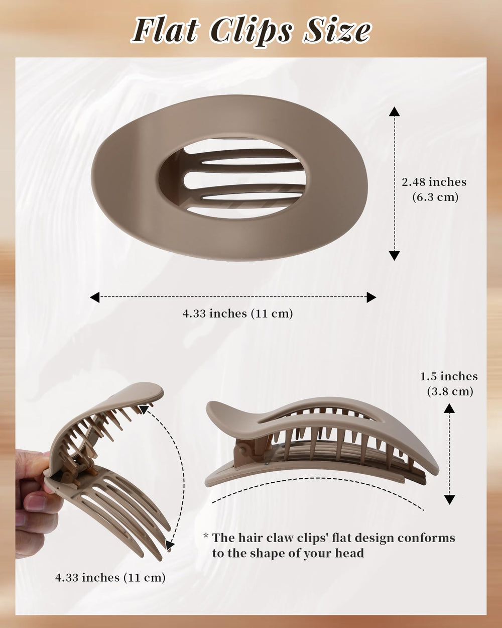 Mesovor flat hair clip lying-down design contours to the head for comfortable all-day wear.