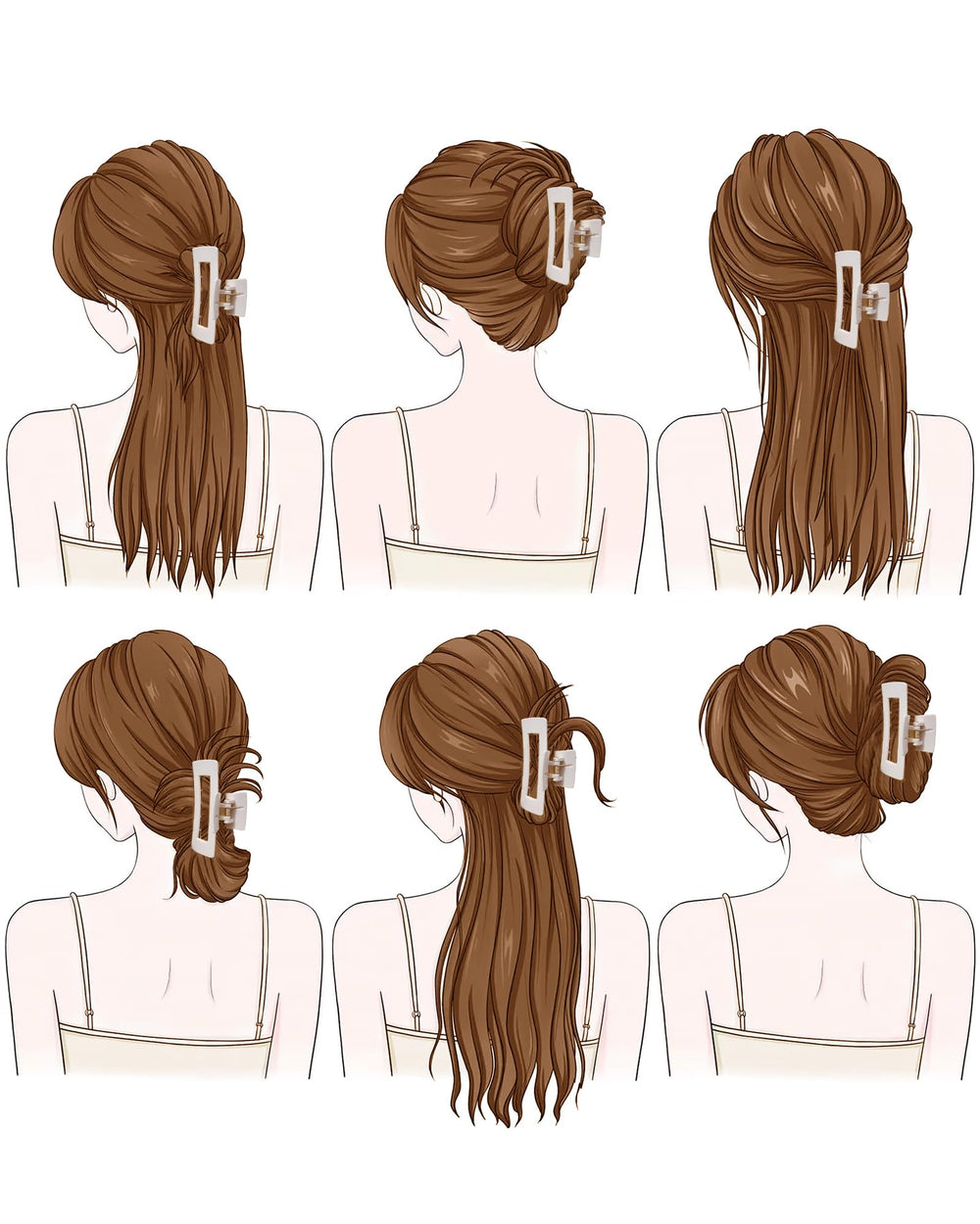 Mesovor hair clip in action on straight hair for all-day secure hold.