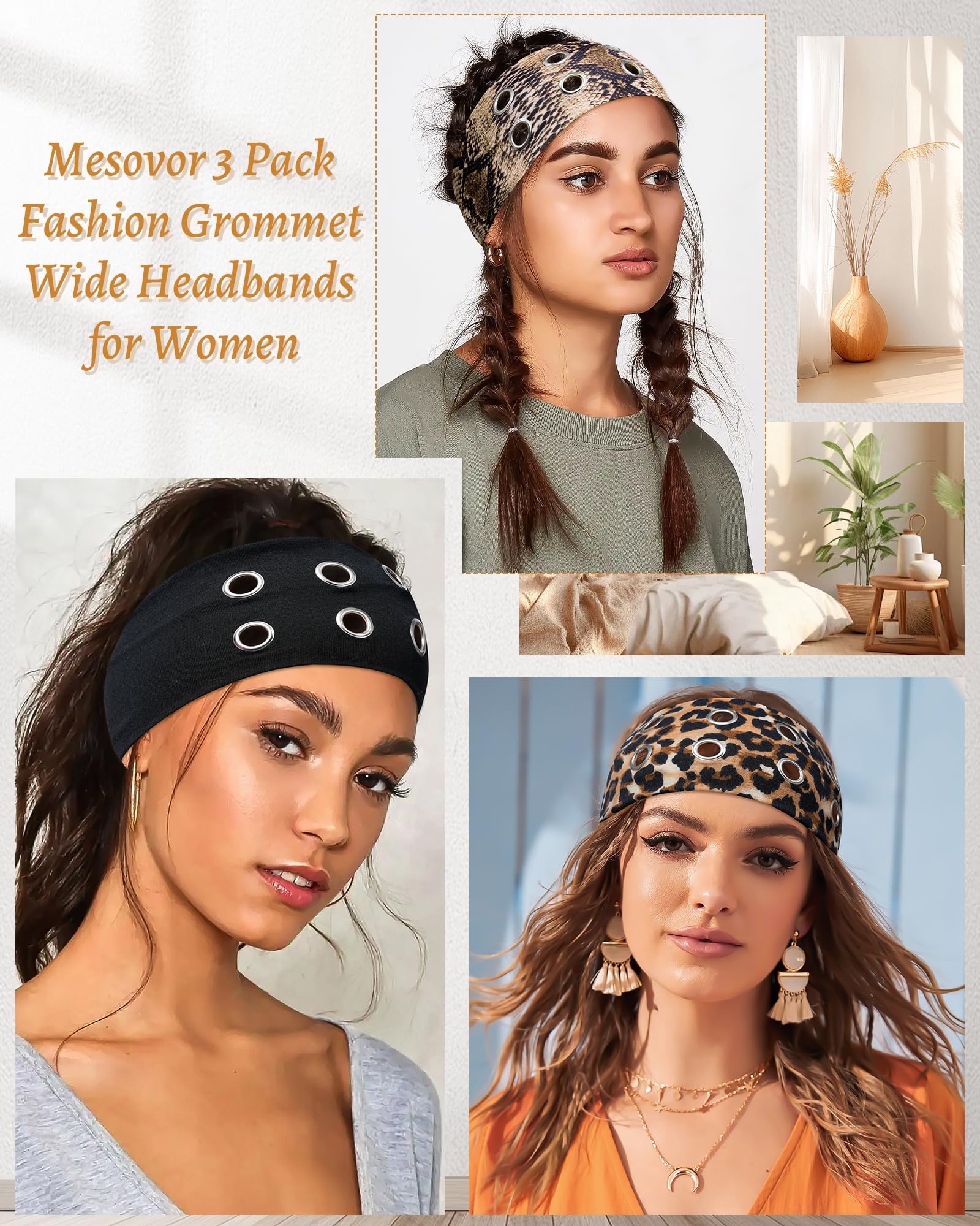 Mesovor headbands worn by model show versatile everyday fashion accessory