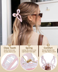 Mesovor Mermaid Stripes bow clip in action, large 4.3-inch clasp