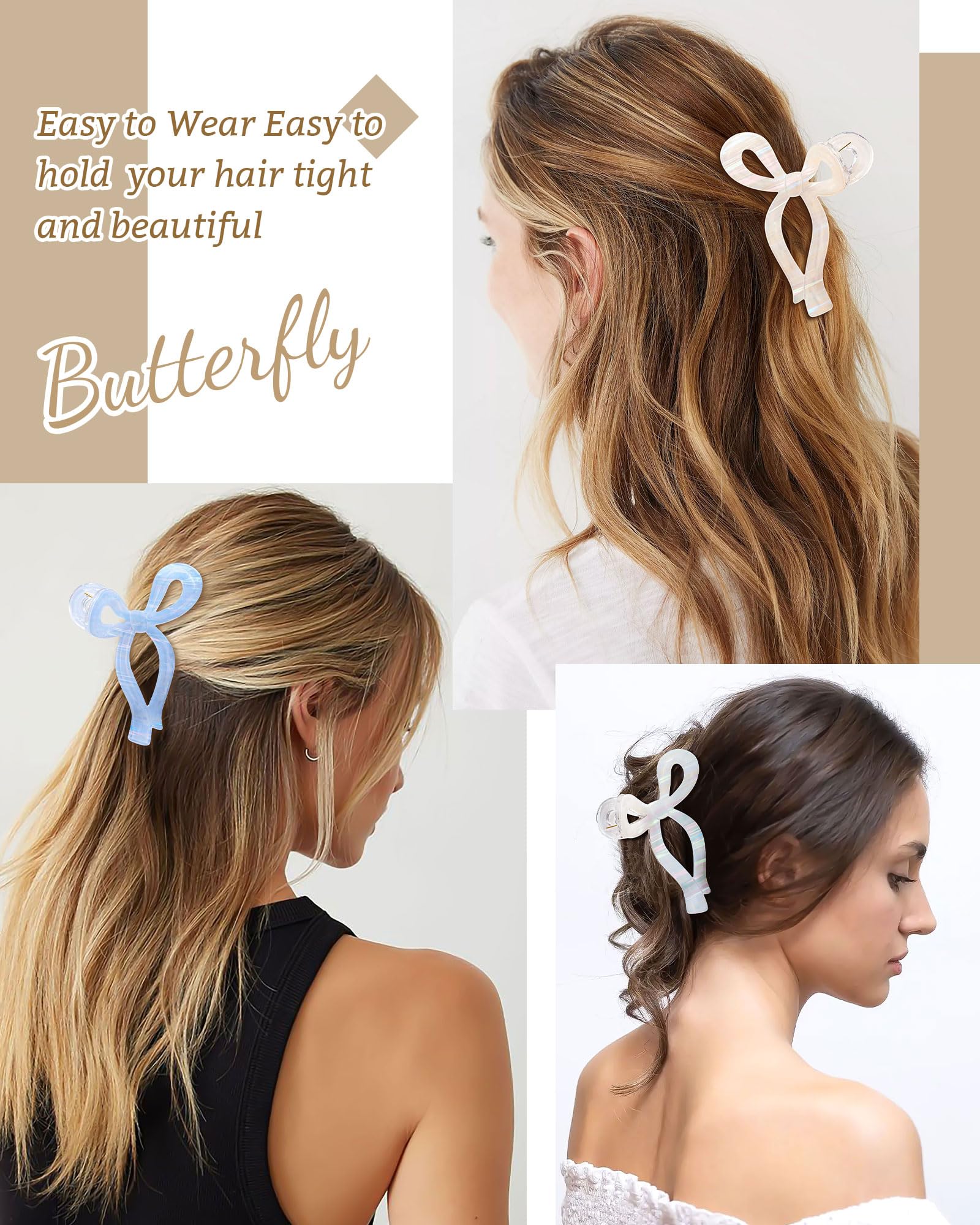 Mesovor Mermaid Stripes bow clip close-up, durable acrylic with metal springs