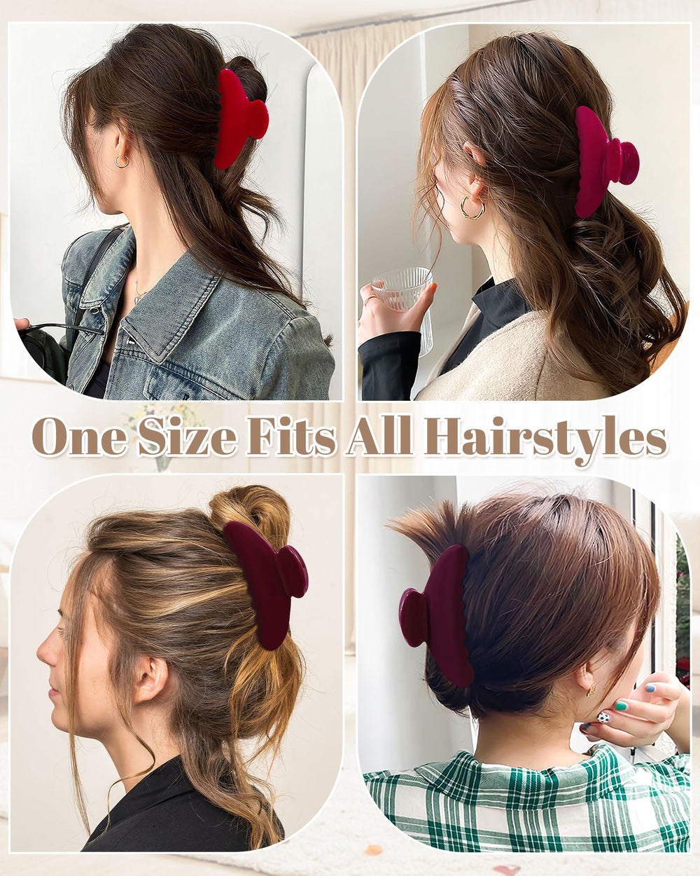 Mesovor clip demonstrates strong hold for thick and thin hair in red