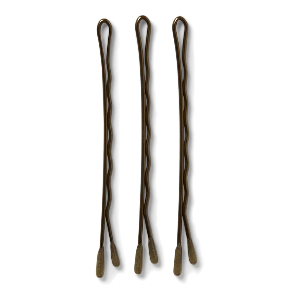 MetaGrip Bronze Bobby Pins closeup on rust-resistant tips for durability.