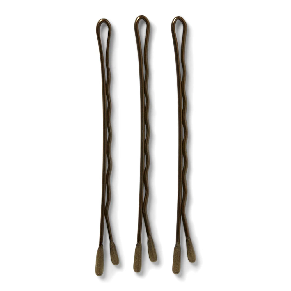 MetaGrip Bronze Premium Bobby Pins angled view highlighting secure slip-proof grip for all-day hold.