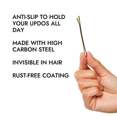MetaGrip Bronze Premium Roller Pins slip-proof-grip design ensures firm hold during intricate updos.
