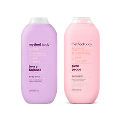 Method Berry Balance bottle with berry notes for soft, moisturized skin