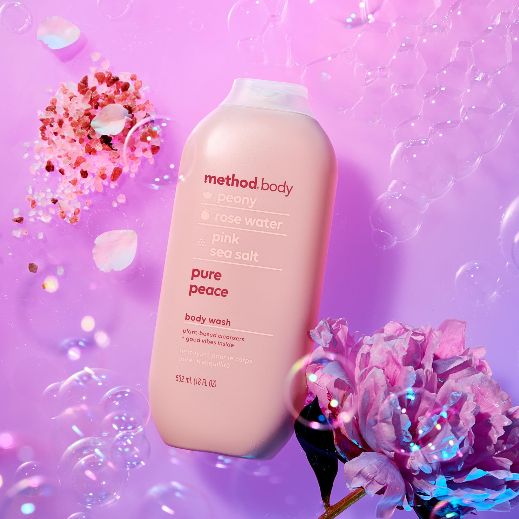 Method Pure Peace rose water droplets suggesting gentle cleansing