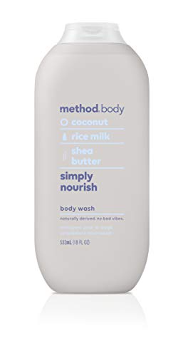 Method Simply Nourish bottle back highlights paraben- and phthalate-free formula.
