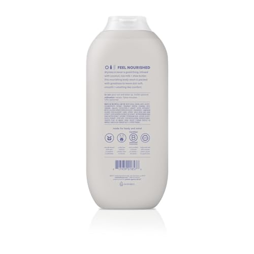 Method Simply Nourish bottle pour shows rich lather ready for showering.