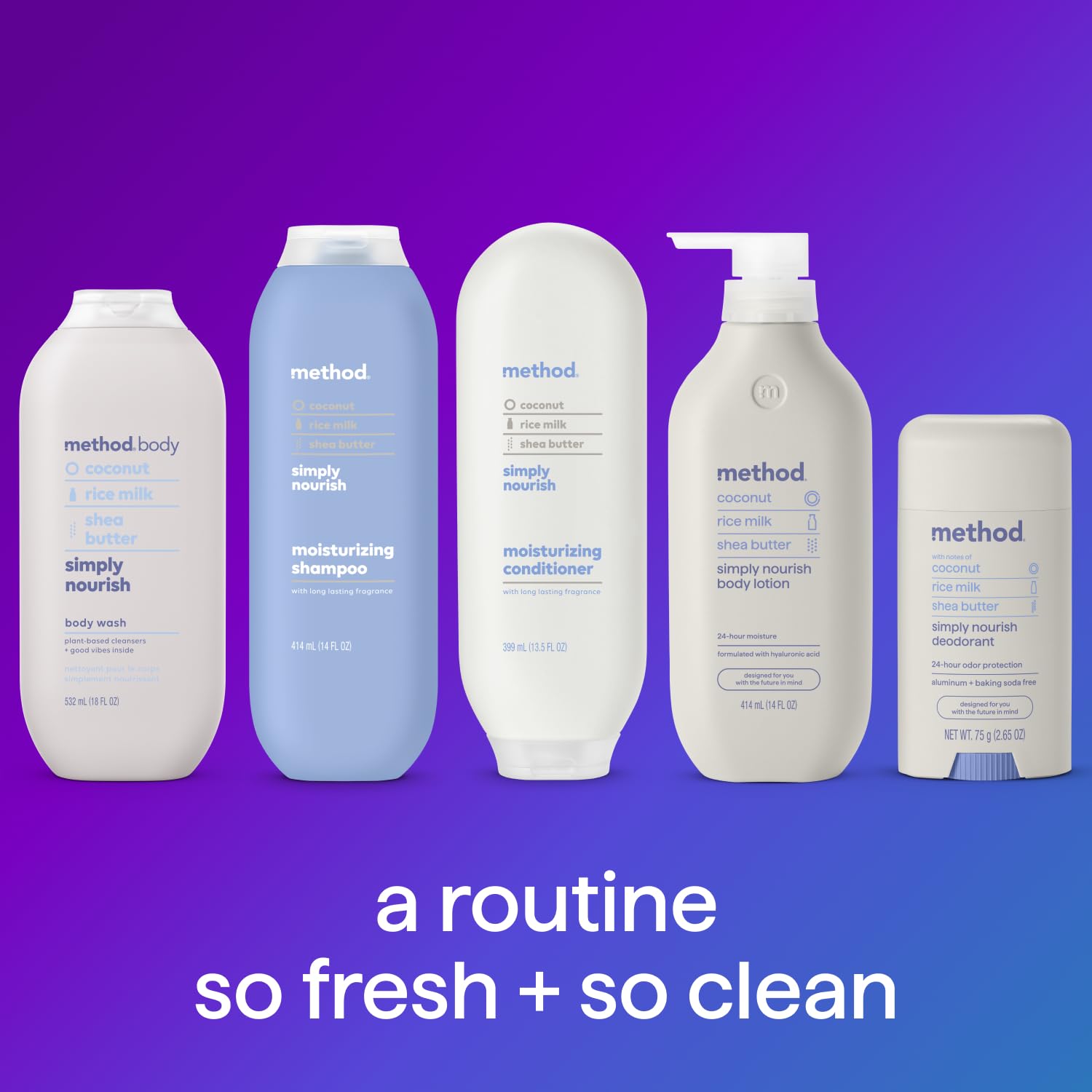 Method Simply Nourish lather creates a gentle foam during shower.
