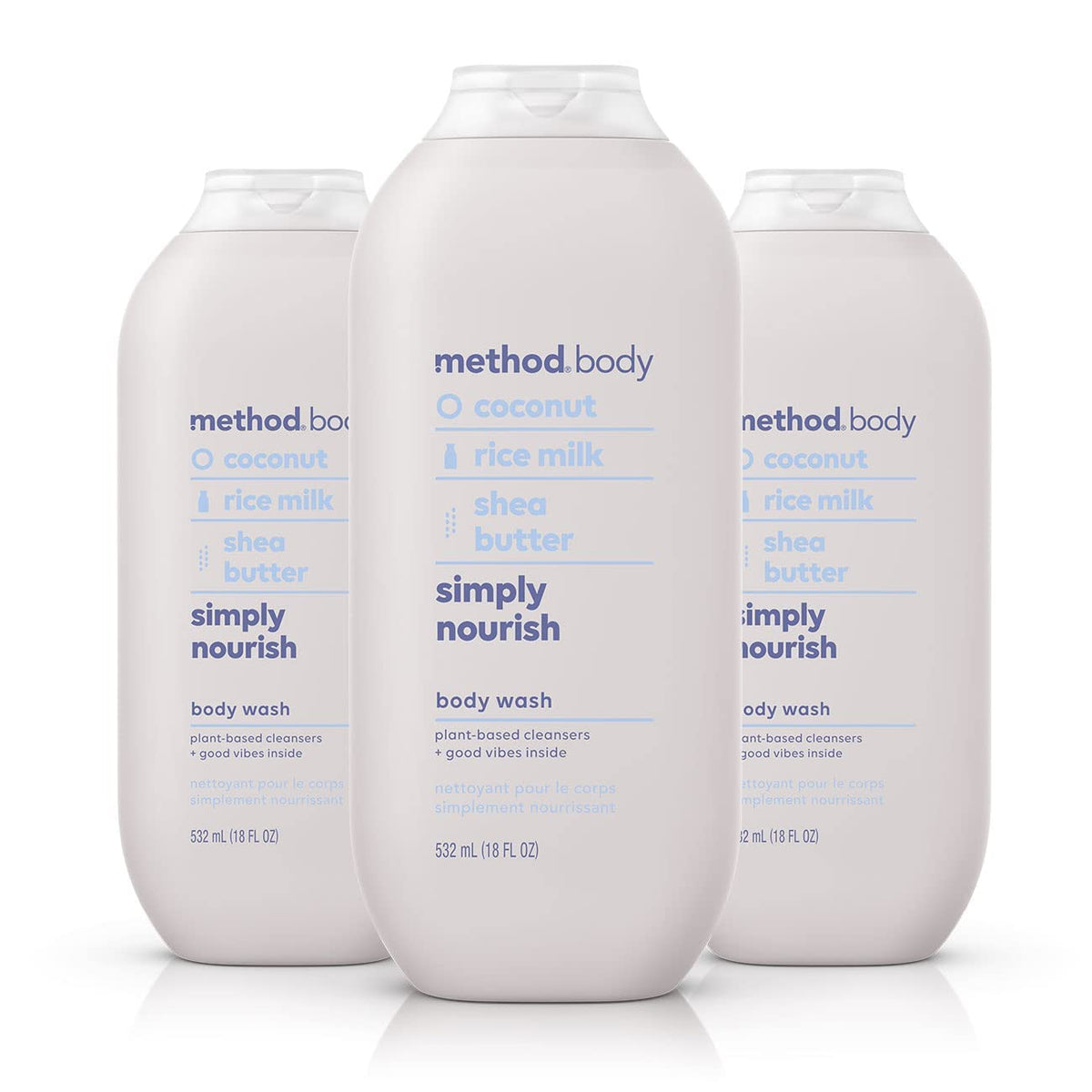 Method Simply Nourish pack front shows triple-pack for convenient self-care routine