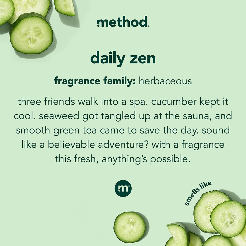 Method Daily Lotion texture close-up shows rich cream for hydration.