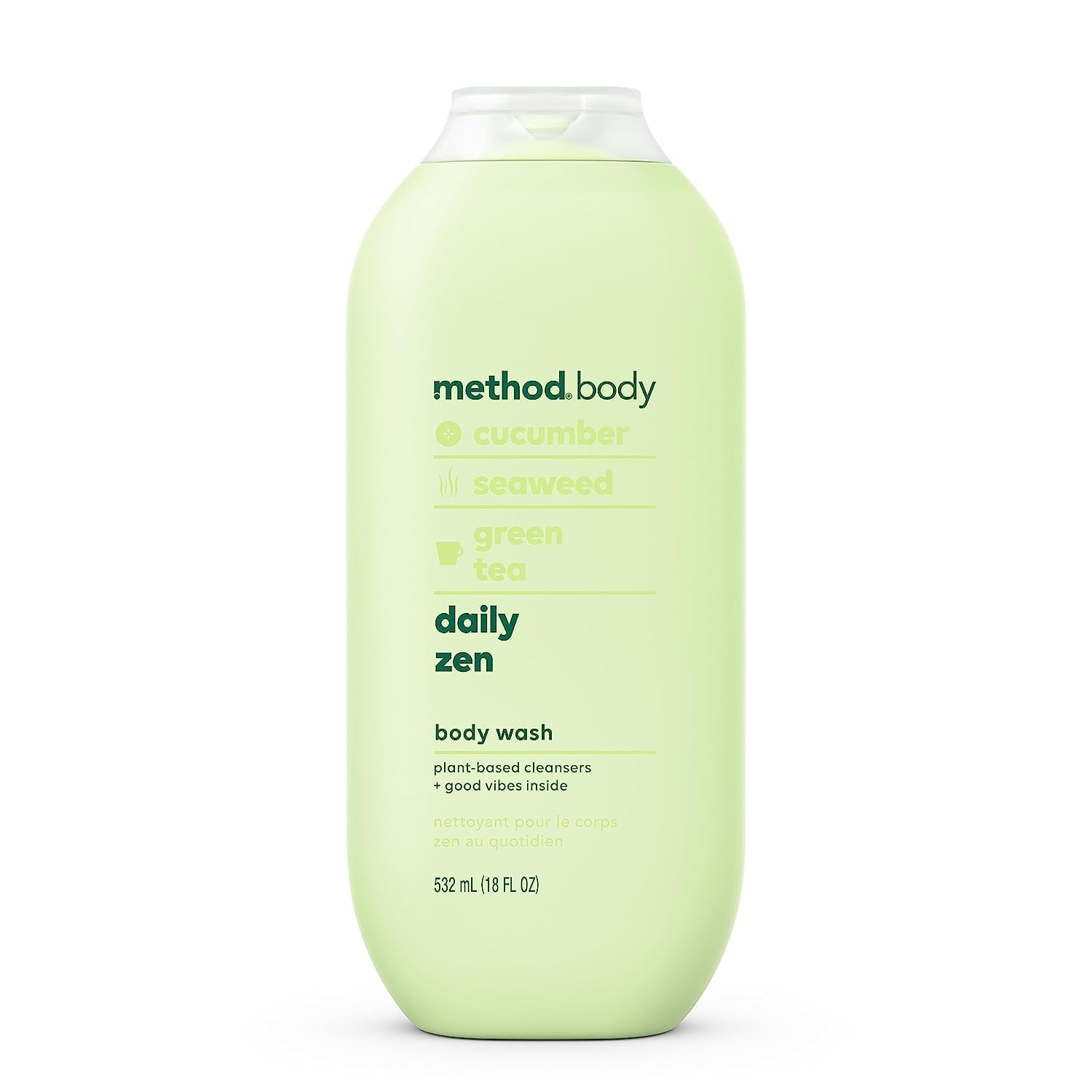 Method Daily Zen bottle close-up highlighting calming fragrance and hydration.