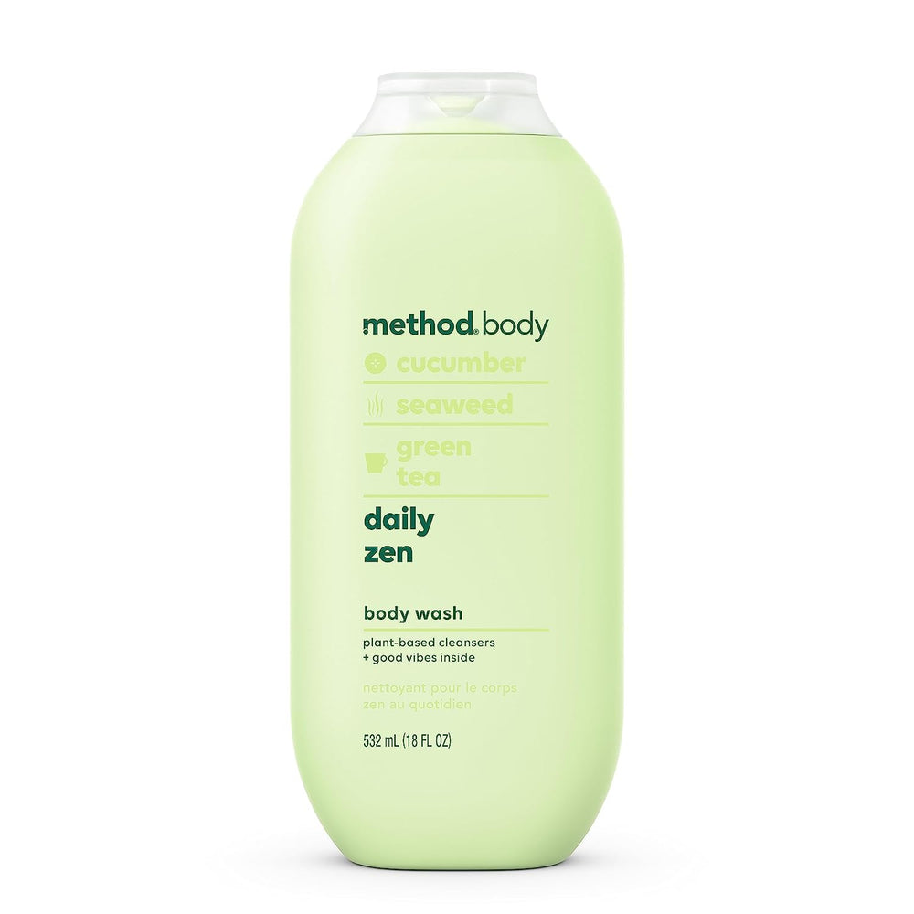 Method Daily Zen bottle close-up highlighting calming fragrance and hydration.