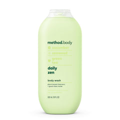Method Daily Zen bottle close-up highlighting calming fragrance and hydration.