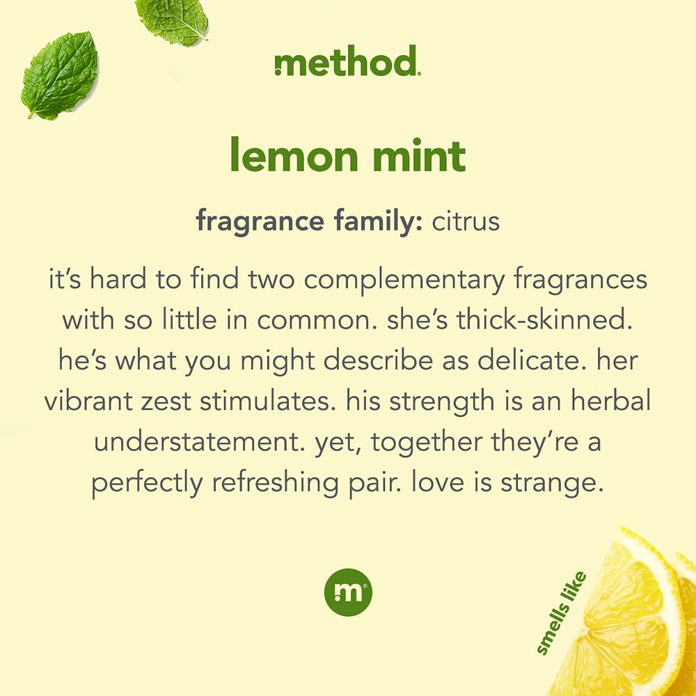 Method Foaming Hand Soap lemon mint foam showing airy lather for quick, clean hands.