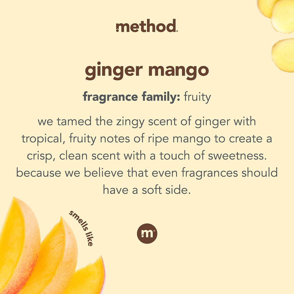 Method Fragrance Booster Ginger Mango on shelf beside detergents suggests pairing for best scent