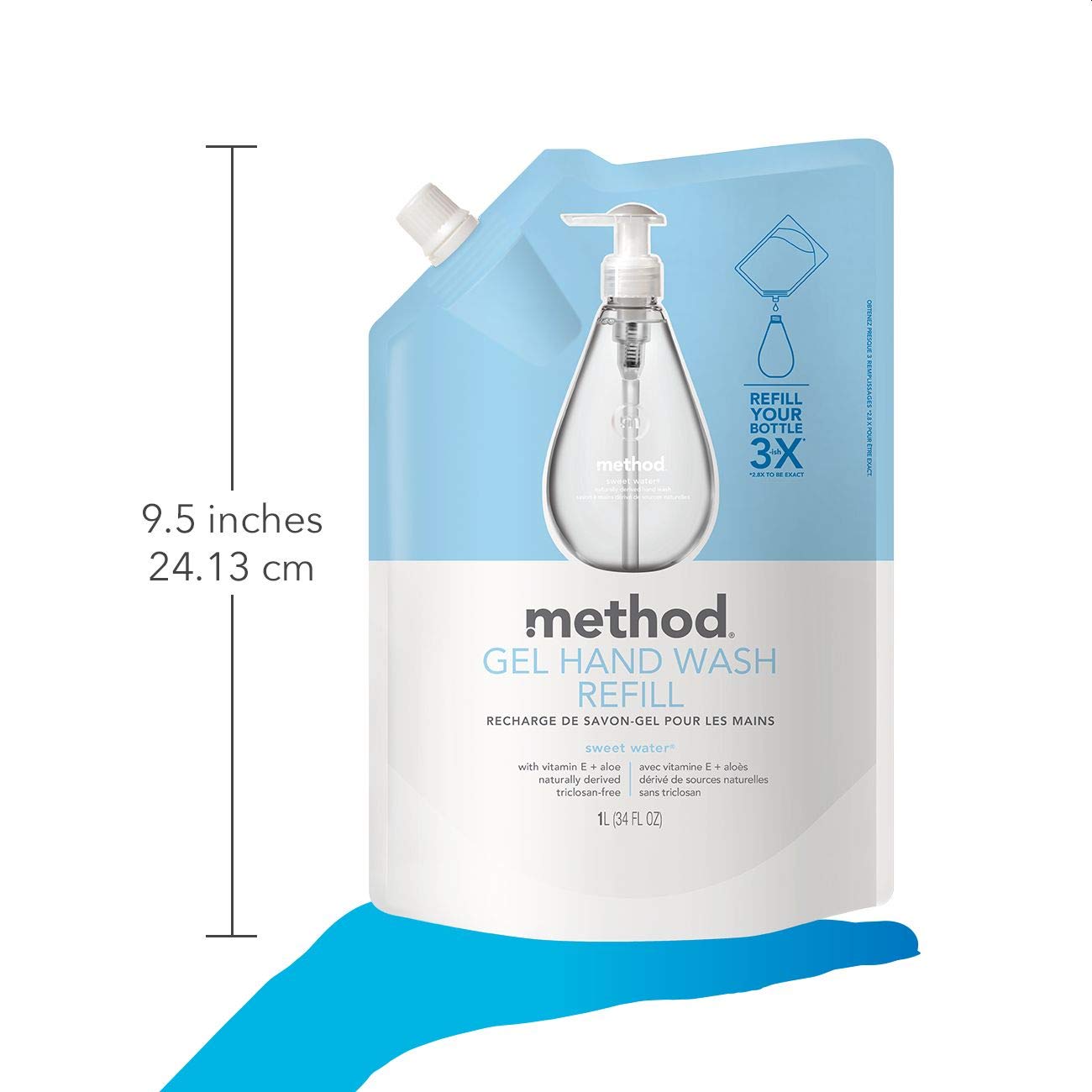 Method Gel Hand Soap Refill Sweet Water foam-closeup suggests rich lather.