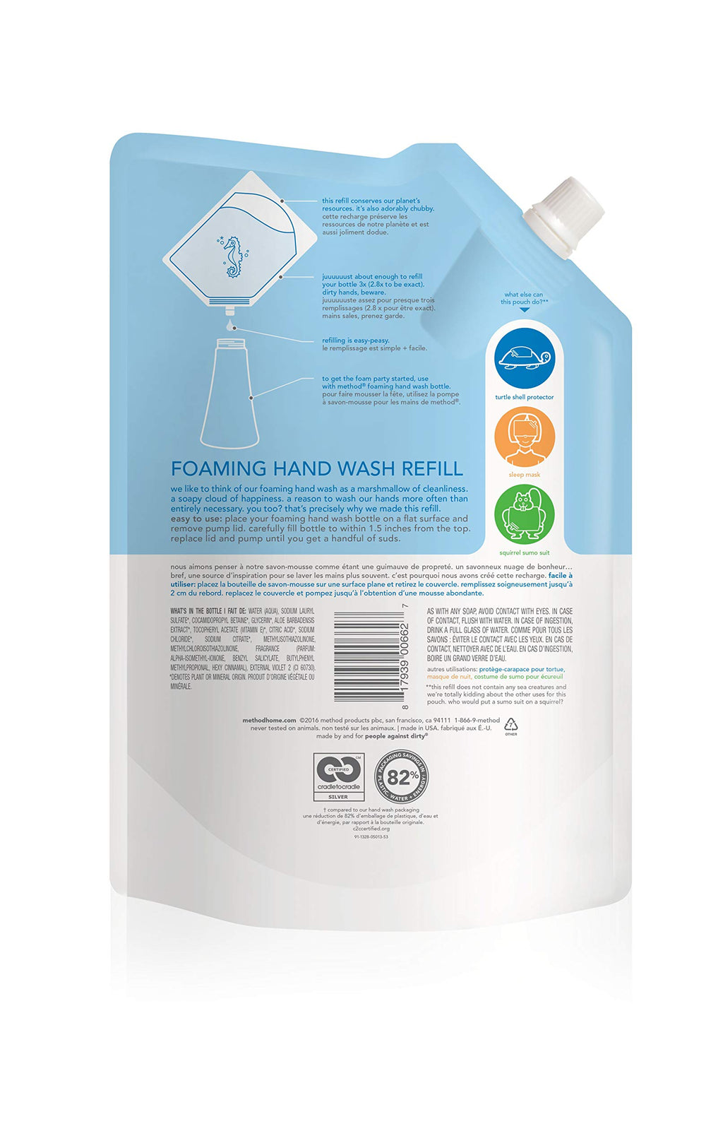 Method Gel Hand Soap Refill Sweet Water label-detail highlights fresh scent and branding.