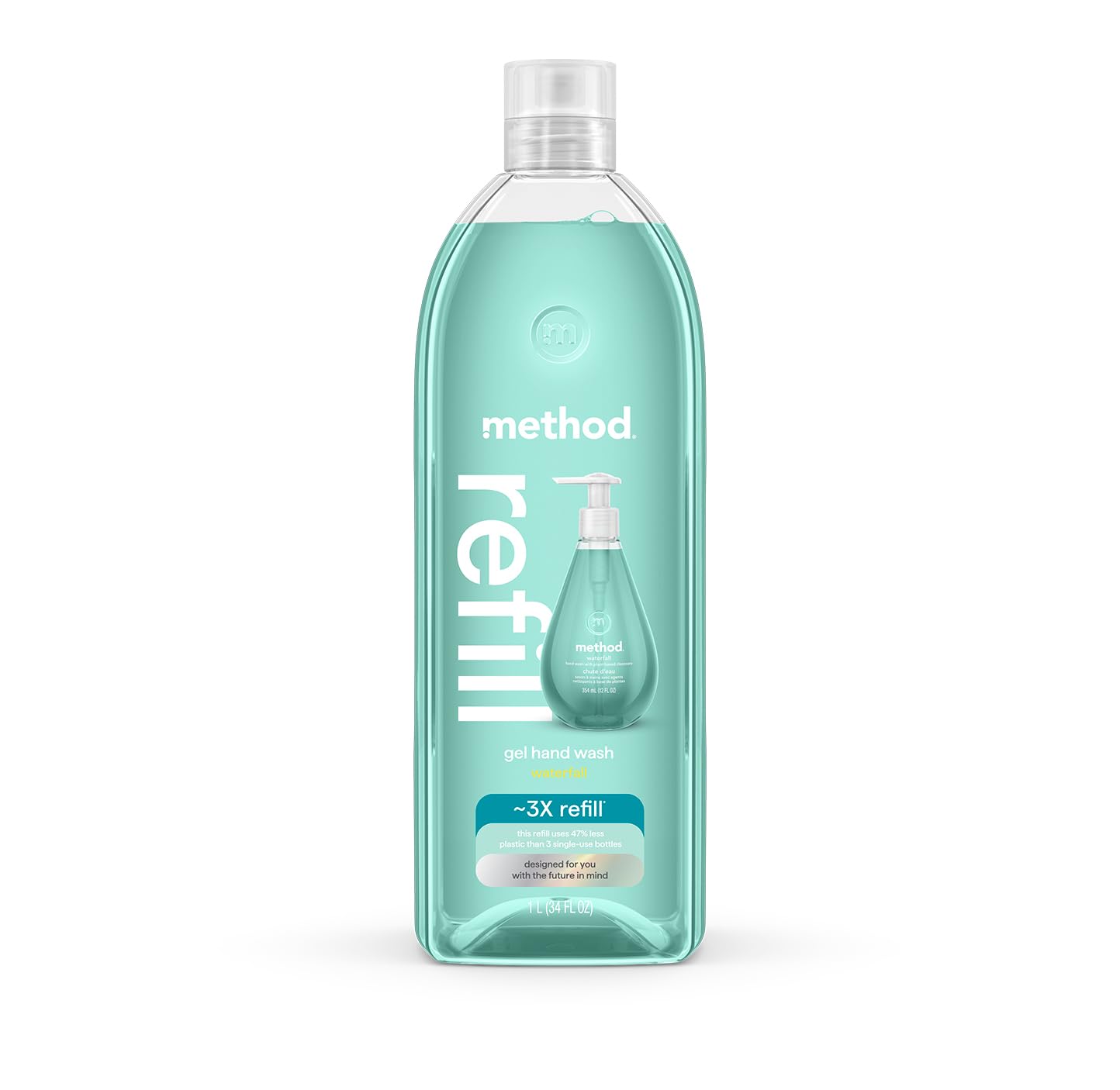 Method Gel Hand Soap Waterfall bottle pour enables quick, mess-free handwashing.