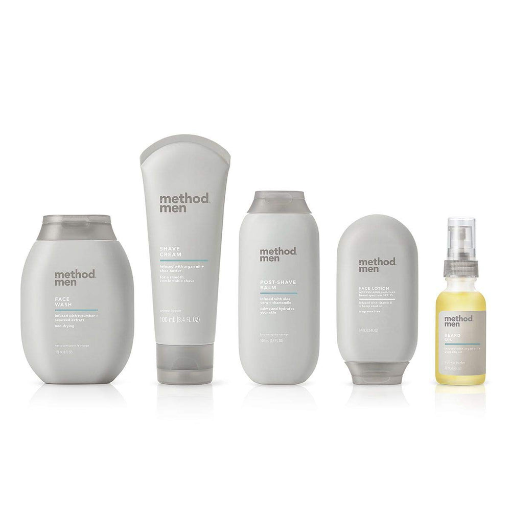 Method Men Beard Oil Sea Surf three-pack image shows value and consistency