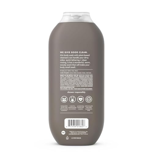 Method Men Body Wash Cedar + Cypress 3-pack back highlights pack contents and clean formula.