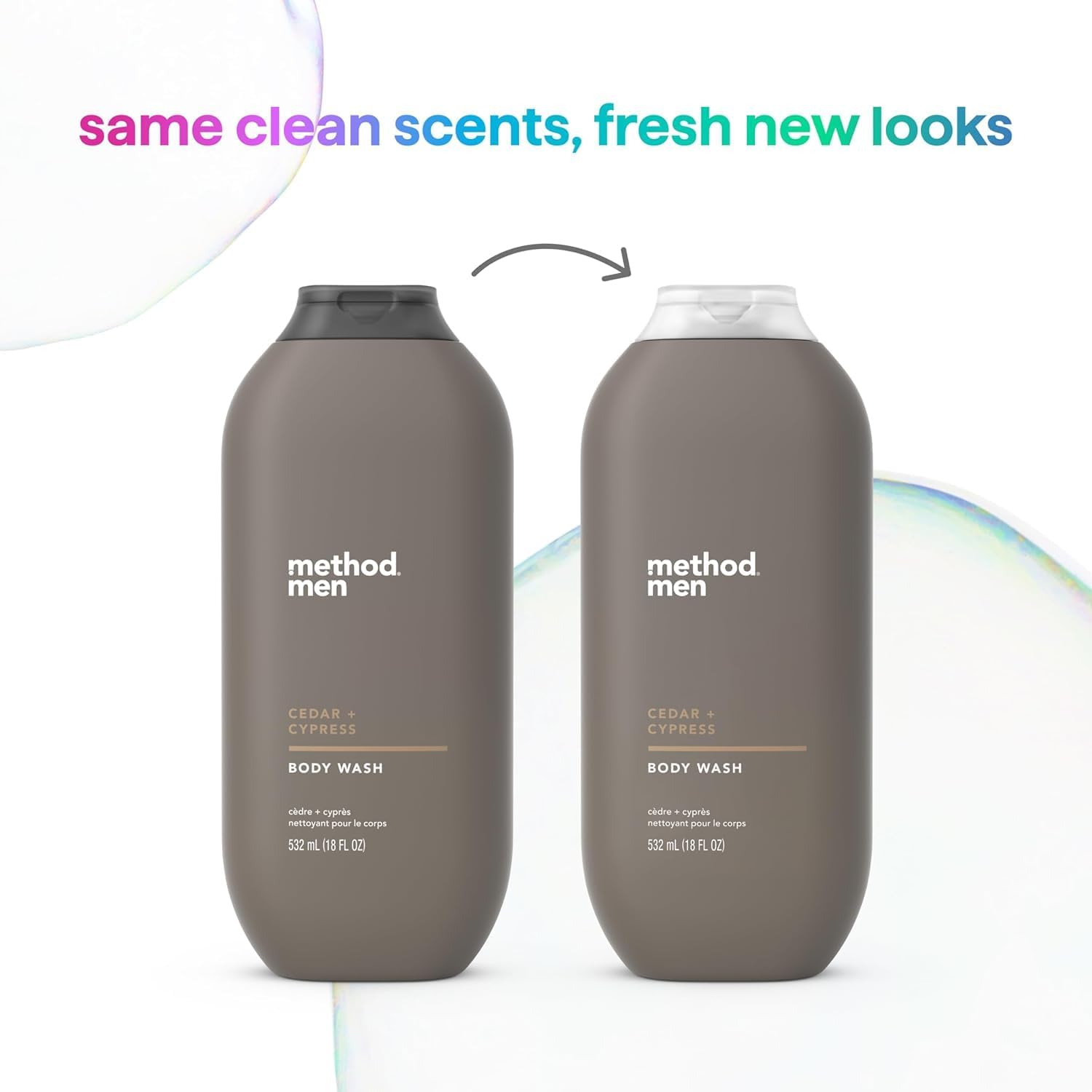 Method Men Body Wash Cedar + Cypress shower-scene captures refreshing forest-inspired routine.