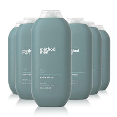Method Men Sea + Surf body wash bottle front shows fresh paraben-free cleansing for daily grooming